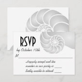 Silver Nautilus Muschel Beach Wedding RSVP Karte (Vorne/Hinten)