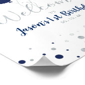 Silver & Navy Balloons | Junge 1. Geburtstag Willk Poster (Ecke)