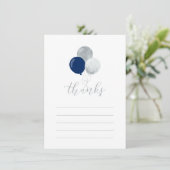 Silver & Navy Balloons | Party Dankeschön Karte (Stehend Vorderseite)