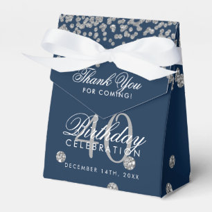 Silver Navy Blue 40. Geburtstag Danke Confetti Geschenkschachtel