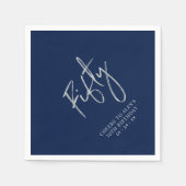 Silver & Navy Blue 50. Geburtstagsparty Serviette (Vorderseite)