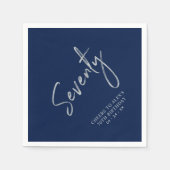 Silver & Navy Blue 70. Geburtstagsparty Serviette (Vorderseite)