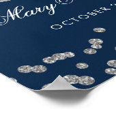 Silver Navy Blue 80. Geburtstag Glitzer Confetti Poster (Ecke)