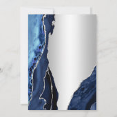 Silver Navy Blue Agate Überraschung 40. Geburtstag Einladung (Rückseite)