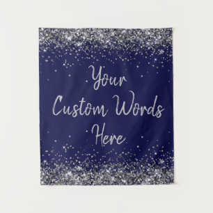 Silver Navy Blue Birthday Party Foto Stand Prop Wandteppich