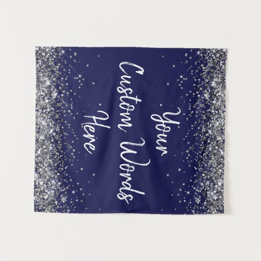 Silver Navy Blue Birthday Party Foto Stand Prop Wandteppich (Vorderseite (Horizontal))