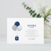 Silver Navy Blue Books for Baby, Book Request Card Dankeskarte (Stehend Vorderseite)