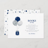 Silver Navy Blue Books for Baby, Book Request Card Dankeskarte (Vorne/Hinten)