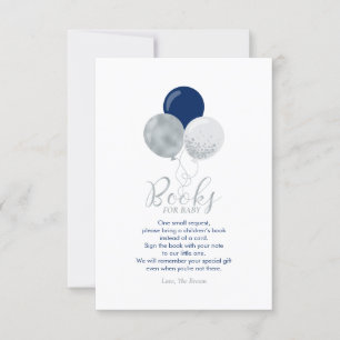 Silver Navy Blue Books for Baby, Book Request Card Dankeskarte
