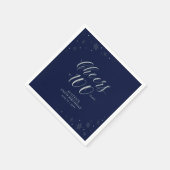 Silver & Navy Blue Cheers 100. Geburtstagsparty Serviette (Ecke)
