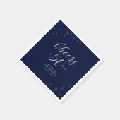 Silver & Navy Blue Cheers 50. Geburtstagsparty Serviette (Ecke)
