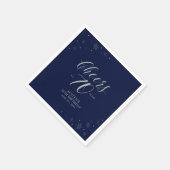 Silver & Navy Blue Cheers 70. Geburtstagsparty Serviette (Ecke)