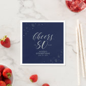 Silver & Navy Blue Cheers 80. Geburtstagsparty Serviette (Beispiel)