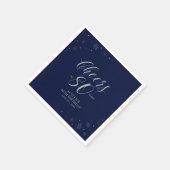 Silver & Navy Blue Cheers 80. Geburtstagsparty Serviette (Ecke)