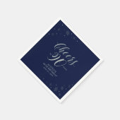 Silver & Navy Blue Cheers 90. Geburtstagsparty Serviette (Ecke)