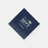 Silver & Navy Blue Confetti Class Graduation Party Serviette (Ecke)
