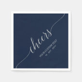 Silver Navy Blue Elegant Stilvolle Lettering Cheer Serviette (Vorderseite)