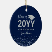 Silver & Navy Blue Foto Abschluss Weihnachtsgesche Keramik Ornament (Rechts)