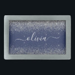 Silver Navy Blue Girl Glitzer Sparkle Monogram Rechteckige Gürtelschnalle<br><div class="desc">Navy Blue und Silver Sparkle Glitzer Script Monogram Name Gelt Buckle. Das macht den perfekten Abschluss,  süß 16 16.,  18.,  21.,  30.,  40.,  50.,  60.,  70.,  80.,  90.,  100. Geburtstag,  Hochzeit,  Brautparty,  Jubiläum,  Babydusche oder Junggeselinnen-Abschied Geschenk für jemanden,  der Luxus und Chic Stil Lieben glänze.</div>