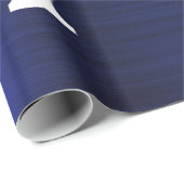 Silver Navy Blue Glitzer Brushed Metal Monogram Geschenkpapier (Rolleneckpunkt)
