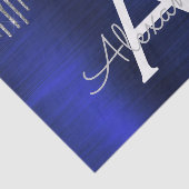 Silver Navy Blue Glitzer Brushed Metal Monogram Seidenpapier (Ausschnitt)