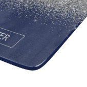 Silver Navy Blue Glitzer Giron Monogram Name Schneidebrett (Ecke)