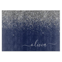 Silver Navy Blue Glitzer Giron Monogram Name