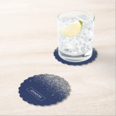 Silver Navy Blue Glitzer Giron Monogram Name Untersetzer (Vor Ort)