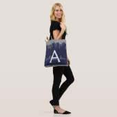 Silver Navy Blue Glitzer Spakle Elegantes Monogram Tasche (Am Model)