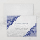 Silver Navy Blue Lace Wedding Hotel Unterkunft Begleitkarte (Vorne/Hinten)