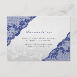 Silver Navy Blue Lace Wedding Hotel Unterkunft Begleitkarte