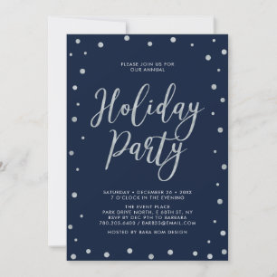 Silver & Navy Blue Modern Confetti Feiertag Party Einladung