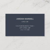 Silver Navy Blue Modernes Minimalistisches Berufli Visitenkarte (Rückseite)