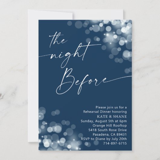 Silver & Navy Blue Probe Dinner Einladung (Vorderseite)