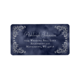 Silver Navy Blue Wedding RSVP Rücksendeadresse Adressaufkleber