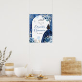 Silver Navy Blue Winter Snowflake XV Anos Willkomm Poster (Küche)