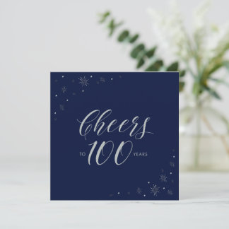 Silver Navy Cheers 100. Geburtstagsparty Square Einladung
