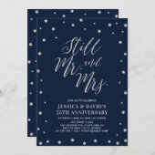 Silver & Navy, Einladung zum 25. Hochzeitstag (Vorne/Hinten)
