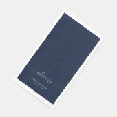 Silver & Navy Elegantes Script Cheers Event Party Serviette (Ecke)