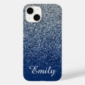 Silver Navy Glitzer Ombre Personalisiert Case-Mate iPhone Hülle (Rückseite)
