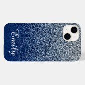 Silver Navy Glitzer Ombre Personalisiert Case-Mate iPhone Hülle (Rückseite (Horizontal))