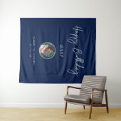 Silver & Navy Happy Geburtstag Foto Party Hintergr Wandteppich (Beispiel (Horizontal))