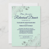 Silver Navy & Mint Green Wedding Probe Dinner Einladung (Vorderseite)
