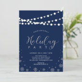 Silver & Navy | Moderne Corporate Holiday Party Einladung (Stehend Vorderseite)