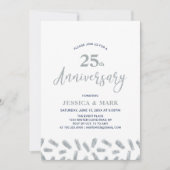Silver & Navy | Modernes 25. Hochzeitstag Einladung (Vorderseite)