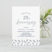 Silver & Navy | Modernes 25. Hochzeitstag Einladung (Stehend Vorderseite)