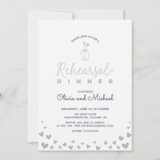 Silver & Navy | Probe im Herzen Einladung (Vorderseite)