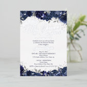 Silver Navy Rosen Mis Quince Quinceanera Folieneinladung (Stehend vorne)