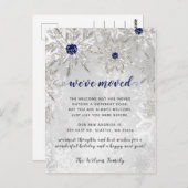 Silver Navy Snowflakes Holiday Mount Ankündigung Postkarte (Vorne/Hinten)