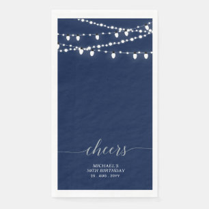 Silver Navy String Light Eleganter Letter Cheers Serviette